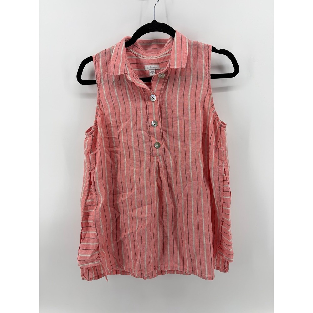 J. Jill, Love Linen, Top Pink Gray Stripe Tank Top, Sleeveless, Women's Size M/P